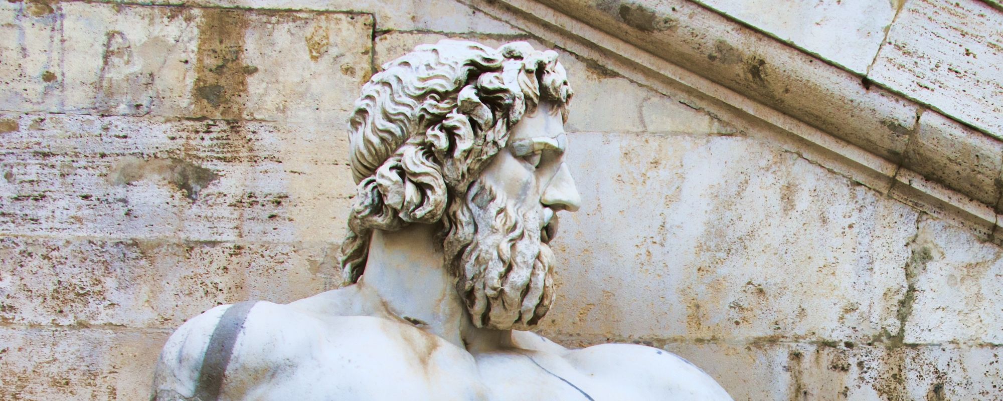 Statue of a man, from the side